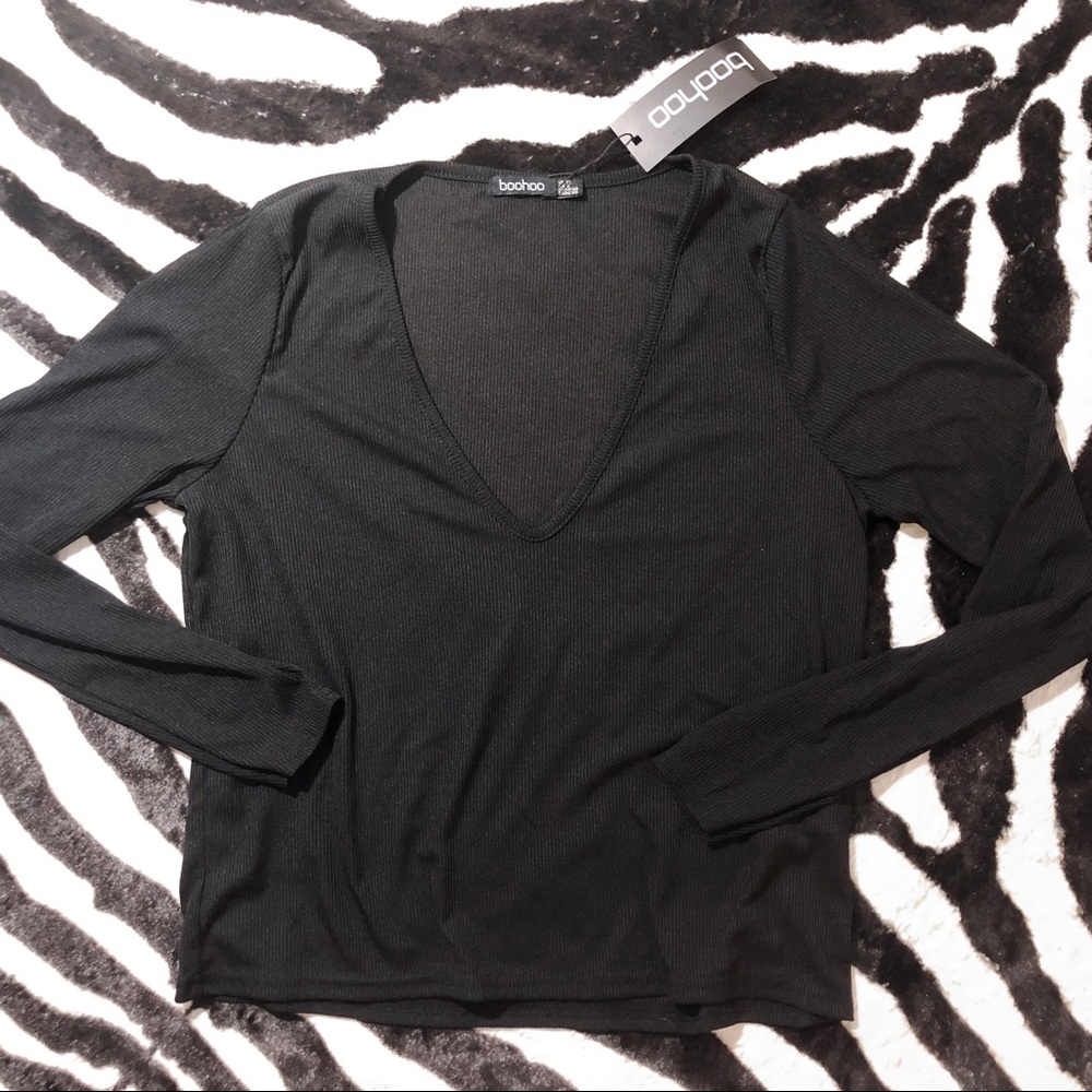 Basic Rib Deep Plunge Tee - Picture 4 of 4